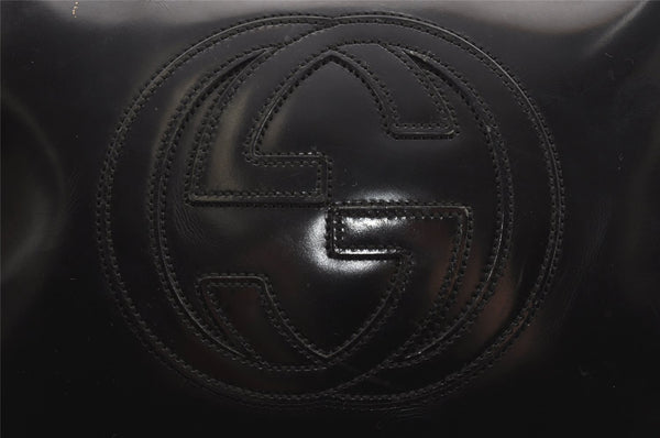 Authentic GUCCI Vintage SOHO Shoulder Cross Body Bag Purse Enamel Black 1034J