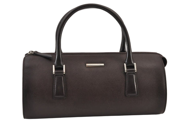 Authentic BURBERRY Vintage Leather Hand Bag Purse Brown 1034K