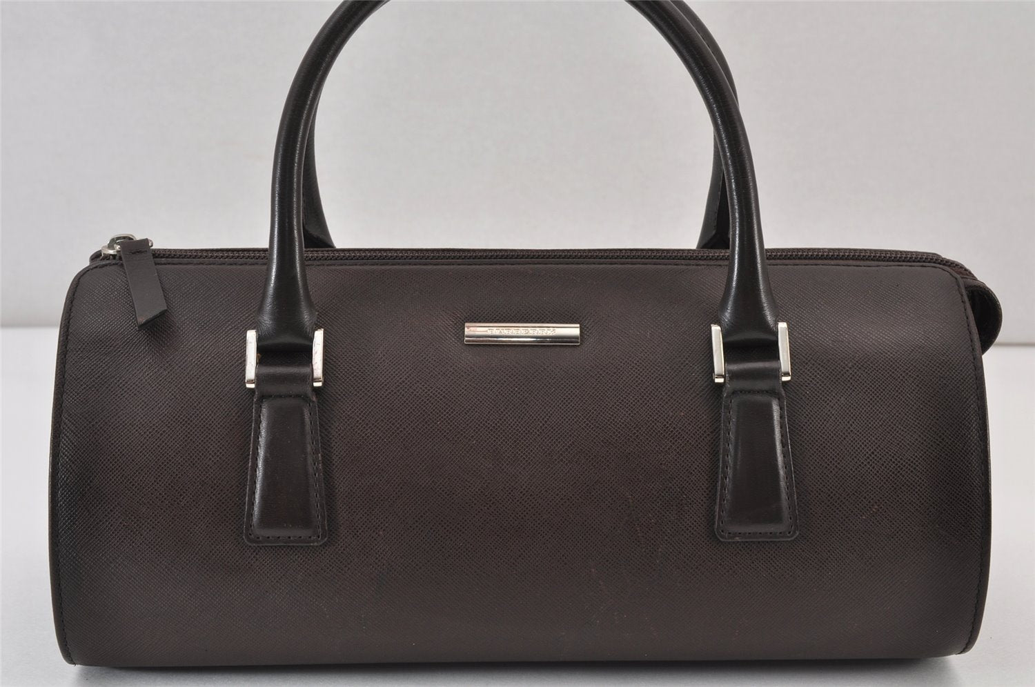 Authentic BURBERRY Vintage Leather Hand Bag Purse Brown 1034K
