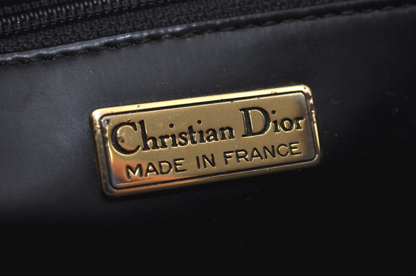 Authentic Christian Dior Honeycomb Shoulder Cross Bag PVC Leather Black 1035J