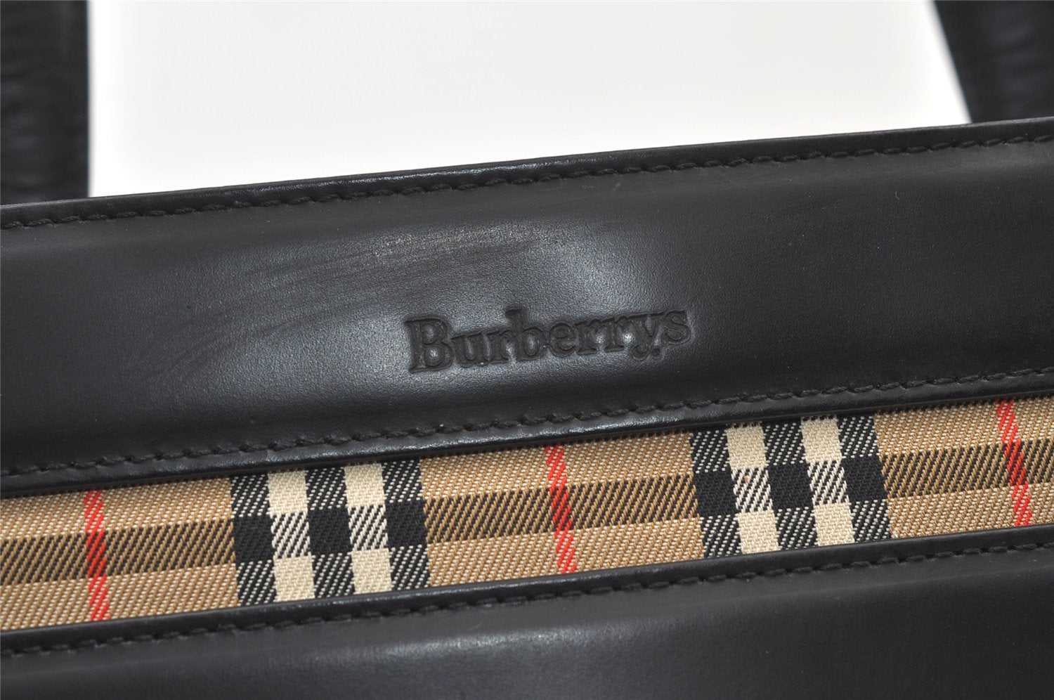 Authentic Burberrys Nova Check Shoulder Hand Bag Purse Leather Black 1035K