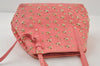 Authentic JIMMY CHOO Vintage Star Studs Leather Shoulder Tote Bag Pink 1036J