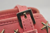 Authentic JIMMY CHOO Vintage Star Studs Leather Shoulder Tote Bag Pink 1036J
