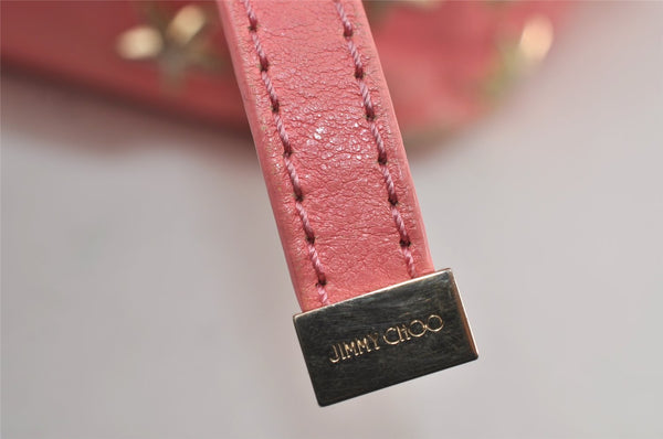 Authentic JIMMY CHOO Vintage Star Studs Leather Shoulder Tote Bag Pink 1036J