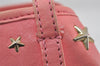 Authentic JIMMY CHOO Vintage Star Studs Leather Shoulder Tote Bag Pink 1036J