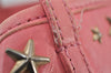 Authentic JIMMY CHOO Vintage Star Studs Leather Shoulder Tote Bag Pink 1036J