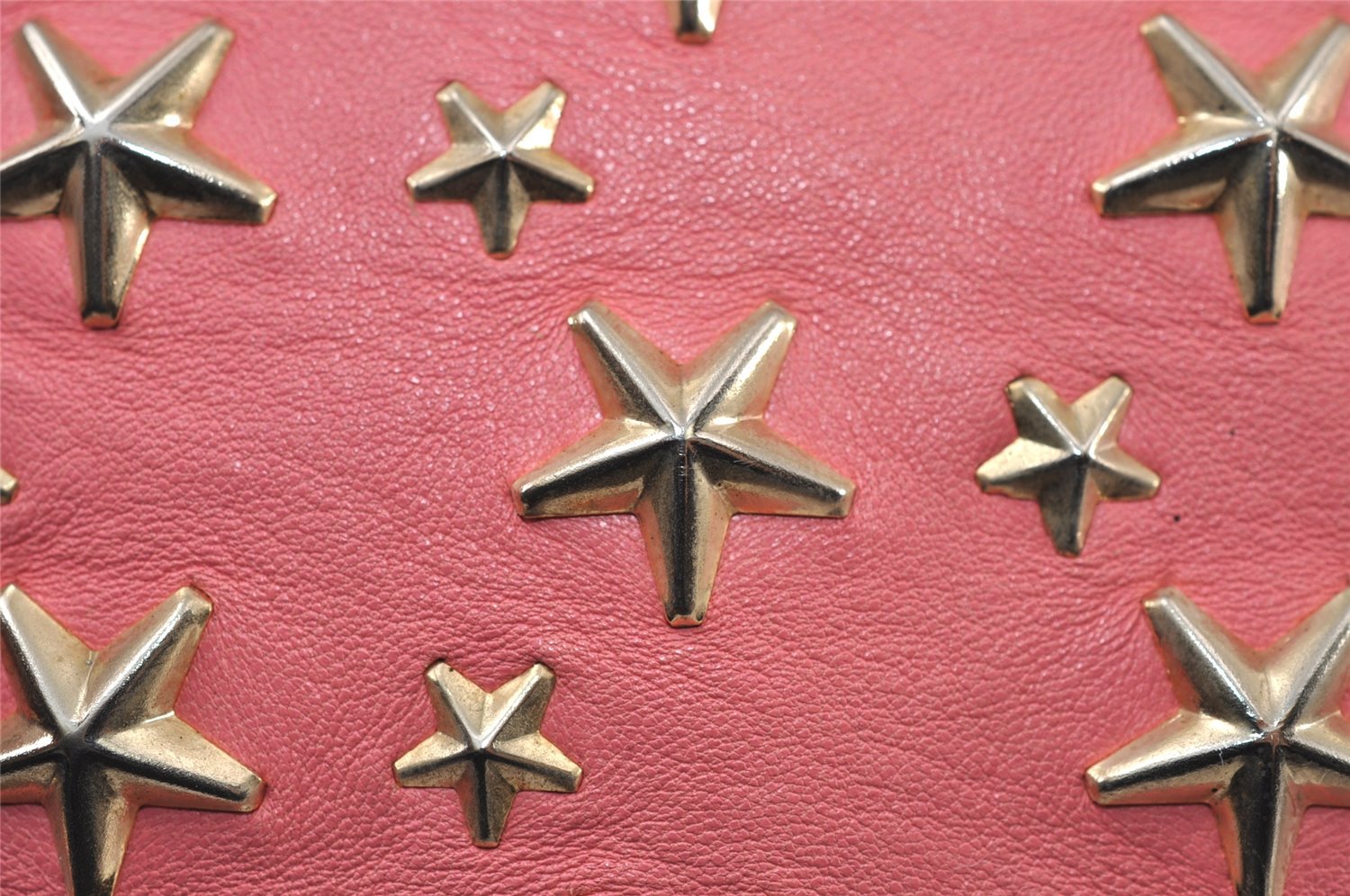 Authentic JIMMY CHOO Vintage Star Studs Leather Shoulder Tote Bag Pink 1036J