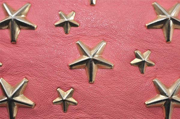 Authentic JIMMY CHOO Vintage Star Studs Leather Shoulder Tote Bag Pink 1036J