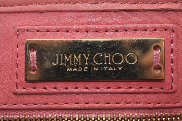 Authentic JIMMY CHOO Vintage Star Studs Leather Shoulder Tote Bag Pink 1036J