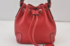 Authentic BURBERRY Leather Shoulder Drawstring Cross Body Bag Purse Red 1036K