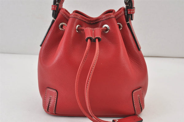 Authentic BURBERRY Leather Shoulder Drawstring Cross Body Bag Purse Red 1036K