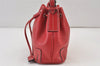 Authentic BURBERRY Leather Shoulder Drawstring Cross Body Bag Purse Red 1036K