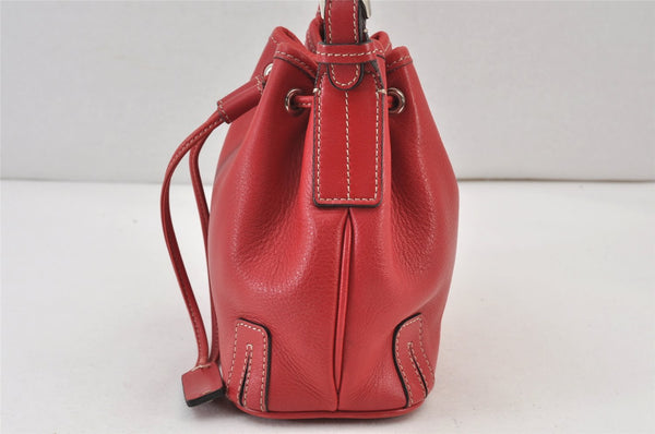 Authentic BURBERRY Leather Shoulder Drawstring Cross Body Bag Purse Red 1036K
