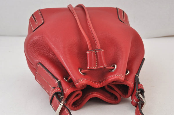 Authentic BURBERRY Leather Shoulder Drawstring Cross Body Bag Purse Red 1036K