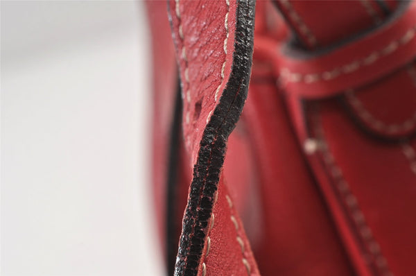 Authentic BURBERRY Leather Shoulder Drawstring Cross Body Bag Purse Red 1036K