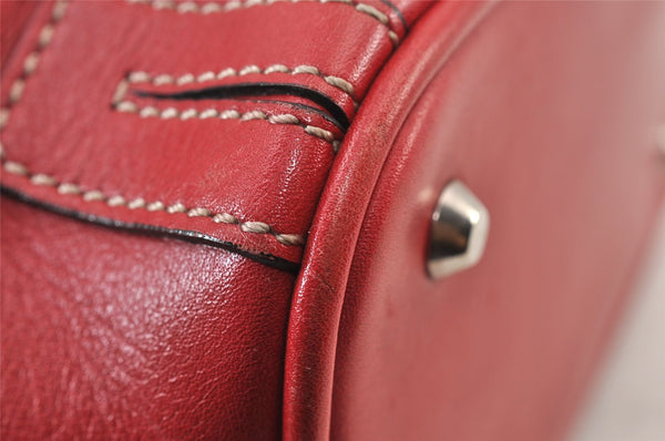 Authentic BURBERRY Leather Shoulder Drawstring Cross Body Bag Purse Red 1036K