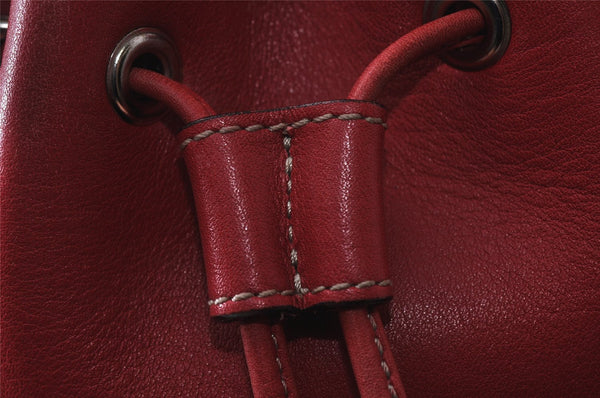 Authentic BURBERRY Leather Shoulder Drawstring Cross Body Bag Purse Red 1036K