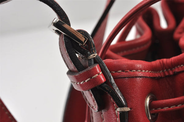 Authentic BURBERRY Leather Shoulder Drawstring Cross Body Bag Purse Red 1036K