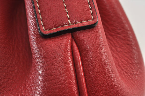 Authentic BURBERRY Leather Shoulder Drawstring Cross Body Bag Purse Red 1036K