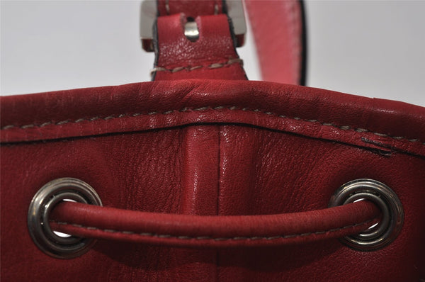 Authentic BURBERRY Leather Shoulder Drawstring Cross Body Bag Purse Red 1036K