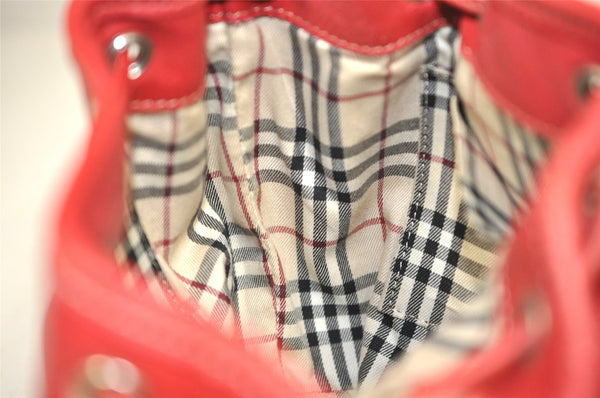 Authentic BURBERRY Leather Shoulder Drawstring Cross Body Bag Purse Red 1036K