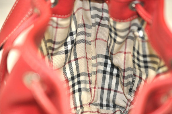 Authentic BURBERRY Leather Shoulder Drawstring Cross Body Bag Purse Red 1036K