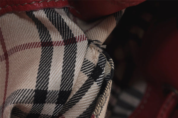 Authentic BURBERRY Leather Shoulder Drawstring Cross Body Bag Purse Red 1036K