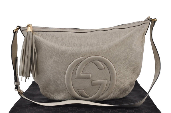 Authentic GUCCI SOHO Tassel Shoulder Cross Bag Leather 295175 White 1037J