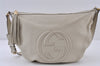 Authentic GUCCI SOHO Tassel Shoulder Cross Bag Leather 295175 White 1037J
