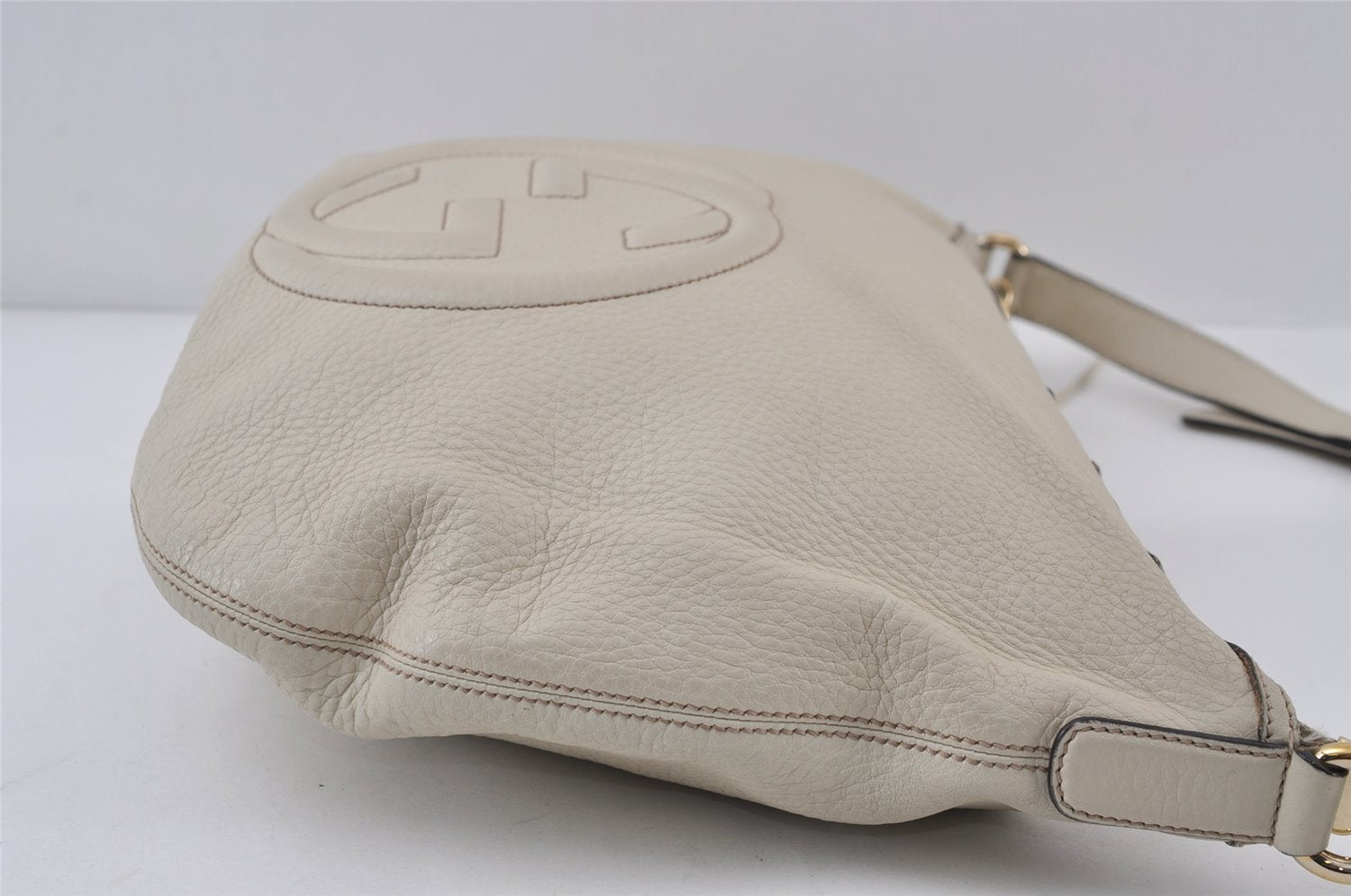 Authentic GUCCI SOHO Tassel Shoulder Cross Bag Leather 295175 White 1037J