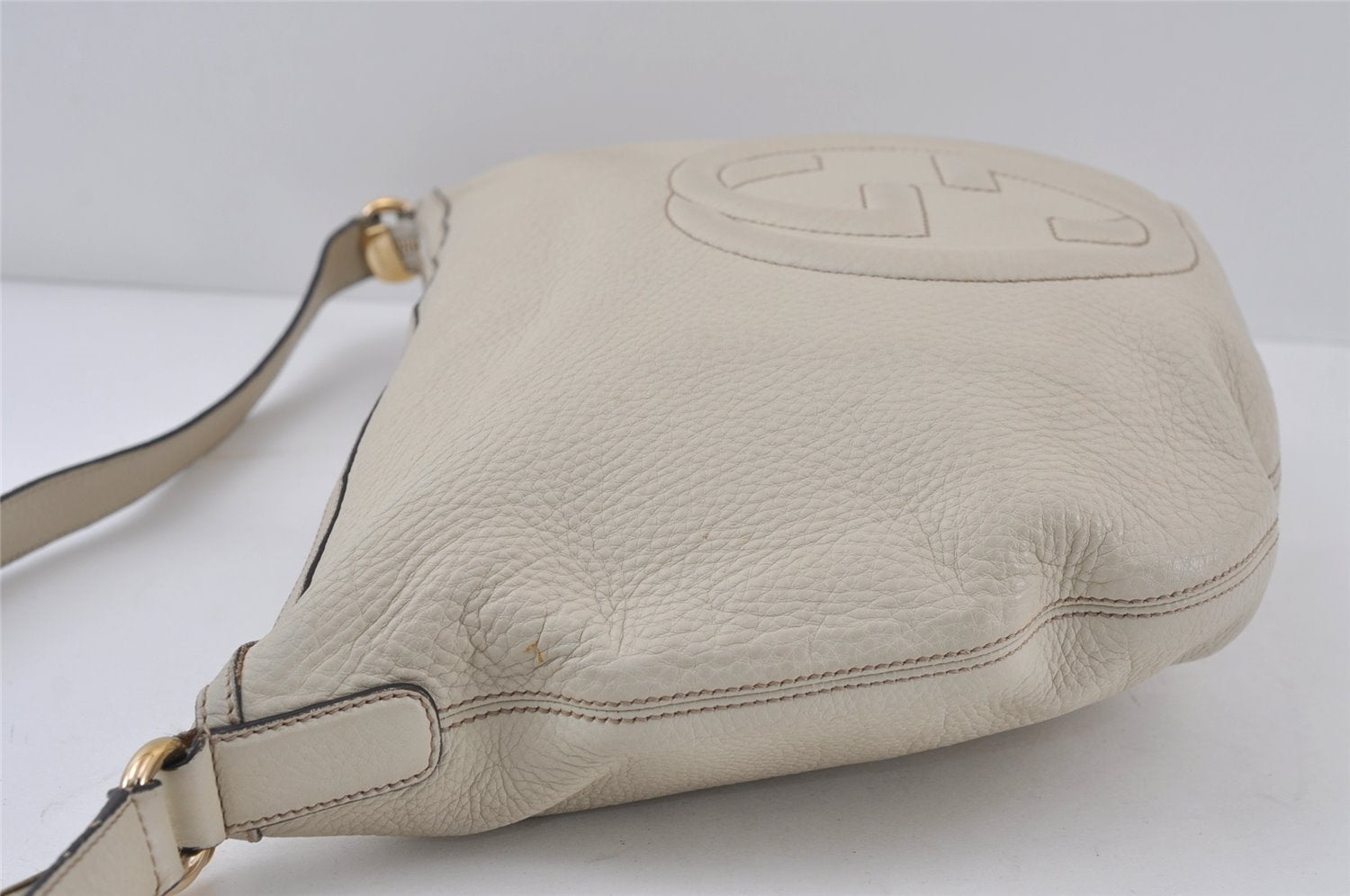 Authentic GUCCI SOHO Tassel Shoulder Cross Bag Leather 295175 White 1037J