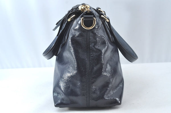 Authentic GUCCI SOHO Tassel 2Way Shoulder Hand Tote Bag Enamel 308362 Navy 1038K