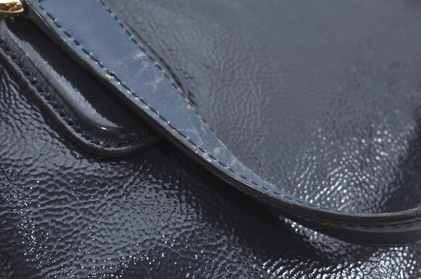 Authentic GUCCI SOHO Tassel 2Way Shoulder Hand Tote Bag Enamel 308362 Navy 1038K