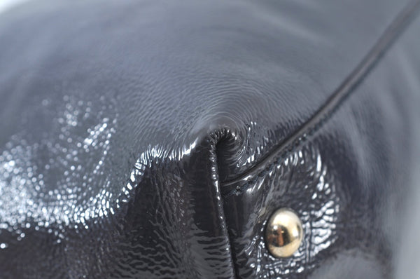 Authentic GUCCI SOHO Tassel 2Way Shoulder Hand Tote Bag Enamel 308362 Navy 1038K