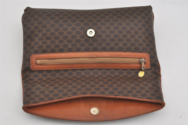 Authentic CELINE Macadam Blason Pattern Clutch Hand Bag PVC Leather Brown 1039I