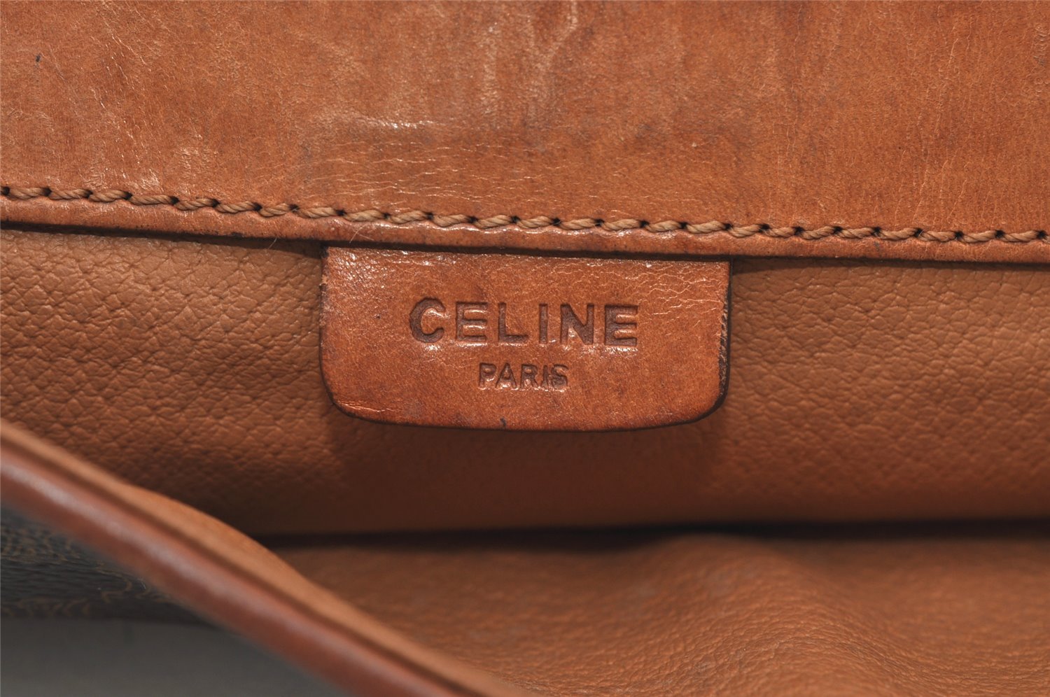Authentic CELINE Macadam Blason Pattern Clutch Hand Bag PVC Leather Brown 1039I