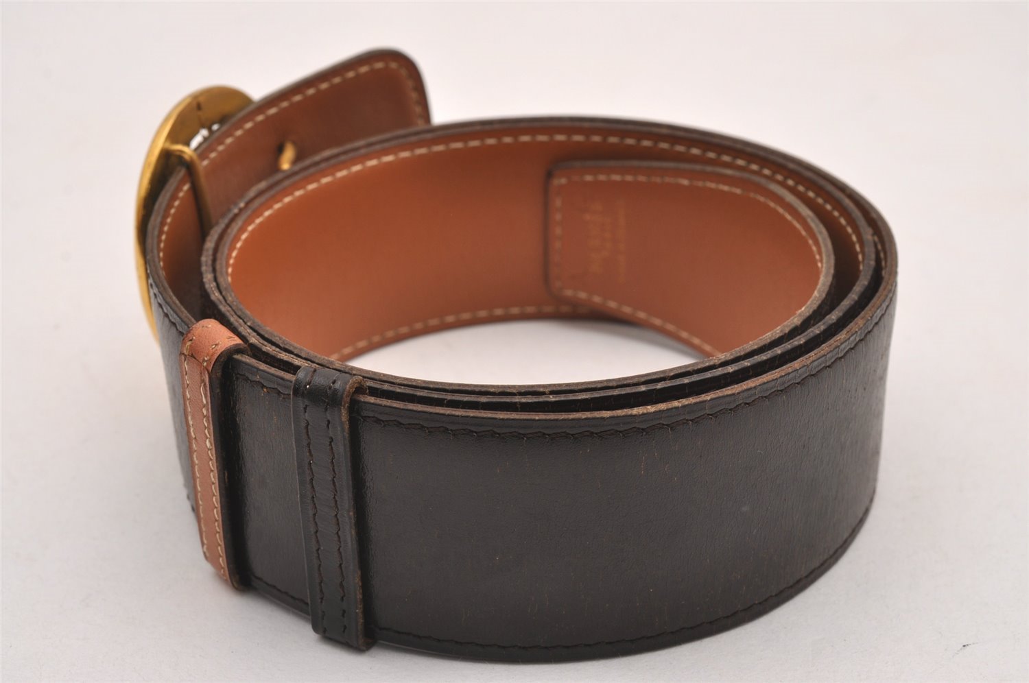 Authentic HERMES Horse Buckle Leather Belt Size 77-85cm 30.3-33.5