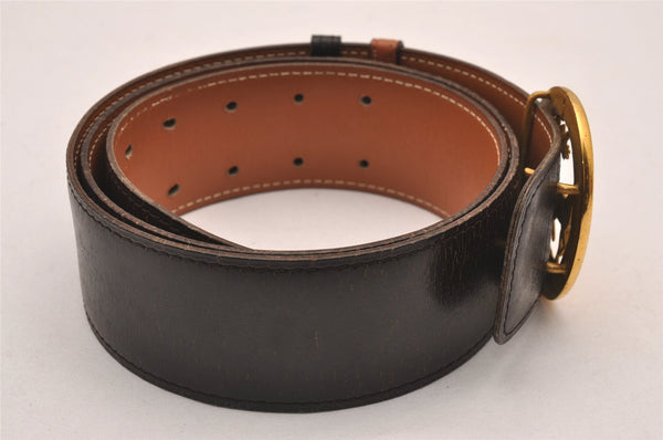 Authentic HERMES Horse Buckle Leather Belt Size 77-85cm 30.3-33.5" Brown 1039J