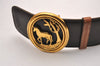 Authentic HERMES Horse Buckle Leather Belt Size 77-85cm 30.3-33.5" Brown 1039J