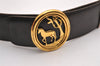 Authentic HERMES Horse Buckle Leather Belt Size 77-85cm 30.3-33.5" Brown 1039J