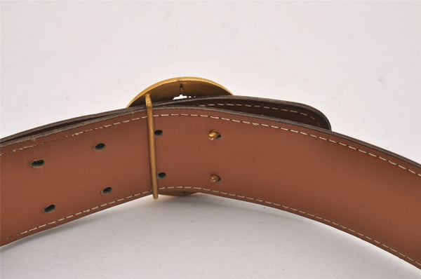 Authentic HERMES Horse Buckle Leather Belt Size 77-85cm 30.3-33.5" Brown 1039J