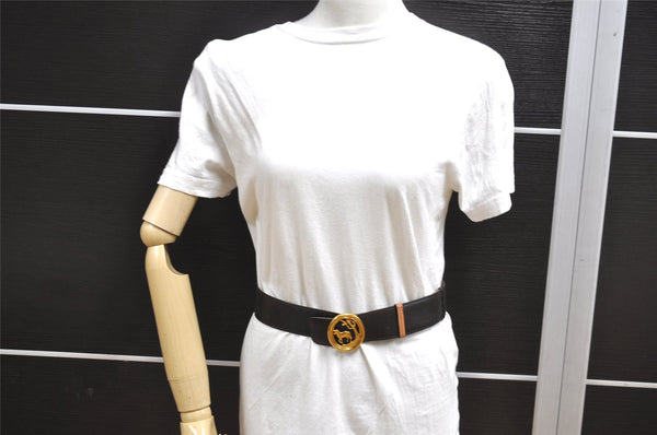 Authentic HERMES Horse Buckle Leather Belt Size 77-85cm 30.3-33.5" Brown 1039J