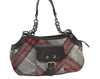 Authentic BURBERRY BLUE LABEL Check Shoulder Bag Wool Leather Gray 1039K