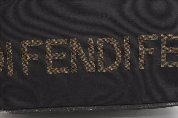 Authentic FENDI Vintage Hand Tote Bag Purse Nylon Leather Black 1040I