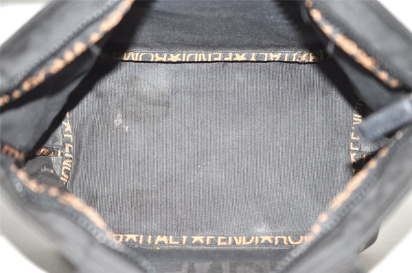 Authentic FENDI Vintage Hand Tote Bag Purse Nylon Leather Black 1040I