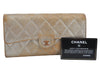 Authentic CHANEL Calf Skin Matelasse CoCo Mark Long Wallet Purse Gold 1040K