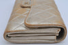 Authentic CHANEL Calf Skin Matelasse CoCo Mark Long Wallet Purse Gold 1040K