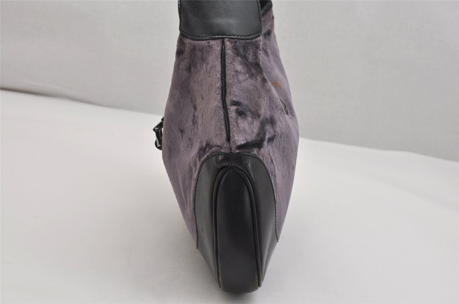 Authentic GUCCI Jackie Shoulder Hand Bag Velour Leather 0013306 Purple 1041K