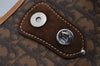 Authentic Christian Dior Trotter Romantic Hand Bag Purse PVC Leather Brown 1042J