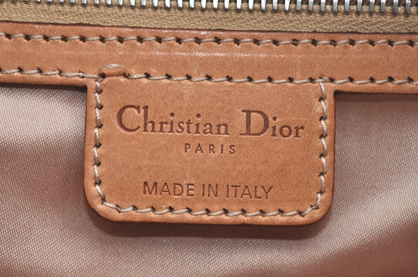 Authentic Christian Dior Trotter Romantic Hand Bag Purse PVC Leather Brown 1042J